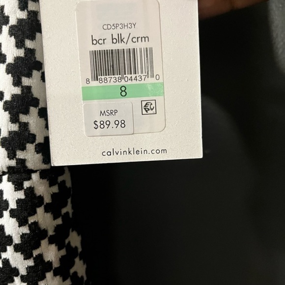 Calvin klein NWT black & white dress shell 87% polyester 20% rayon 3% spandex P - Picture 7 of 7